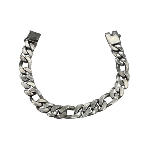 925 Sterling Silver 12mm Figaro Cuban Flat Link Chain Bracelet